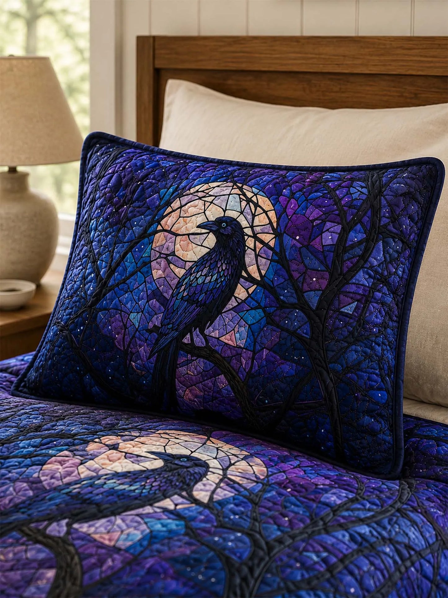 Raven Moonlit Forest Quilted 3-Piece Bedding Set
