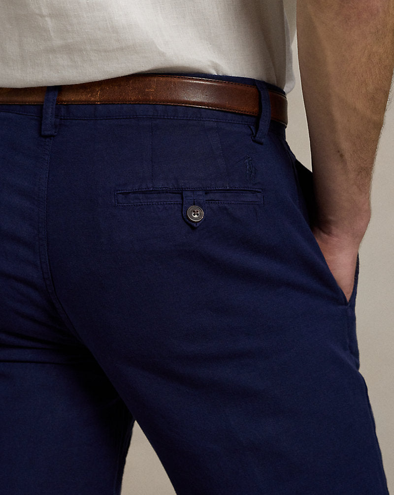 Straight Fit Linen-Cotton Trouser Newport Navy