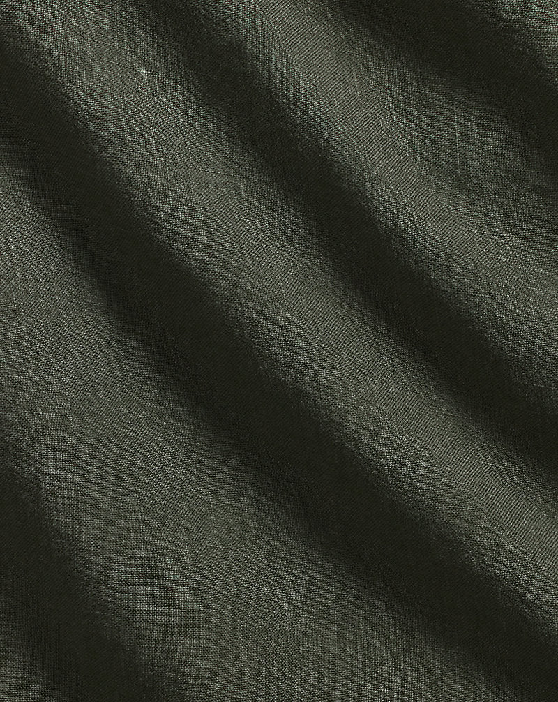 Garment-Dyed Slub Linen Overshirt New Olive