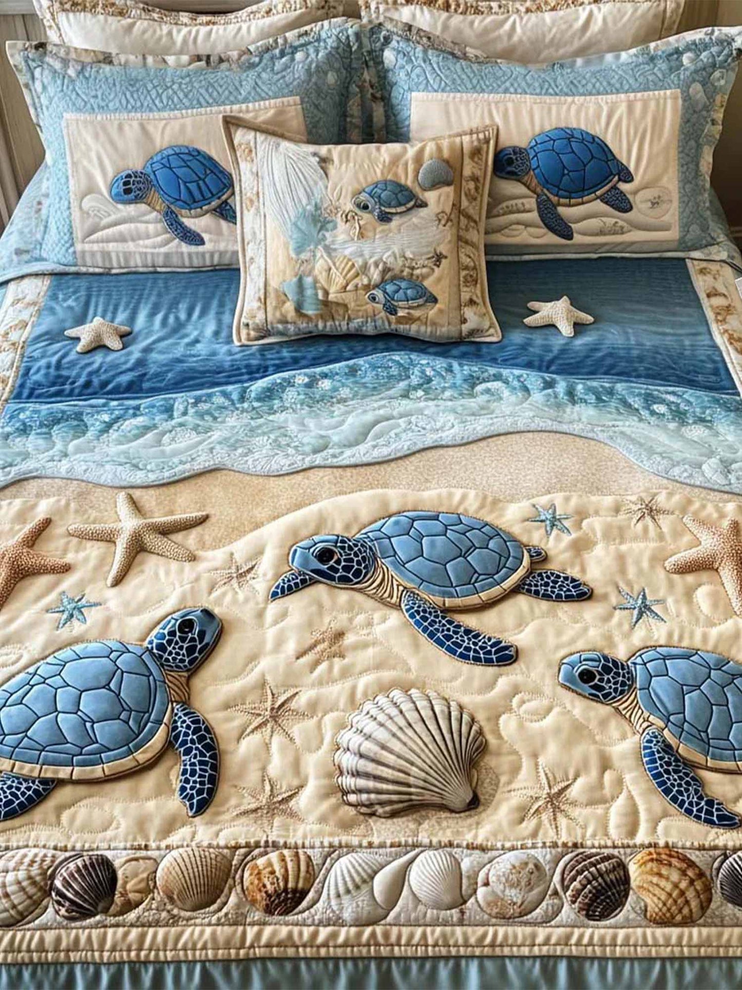 Ocean Waves 3-Piece Quilted Bedding Set