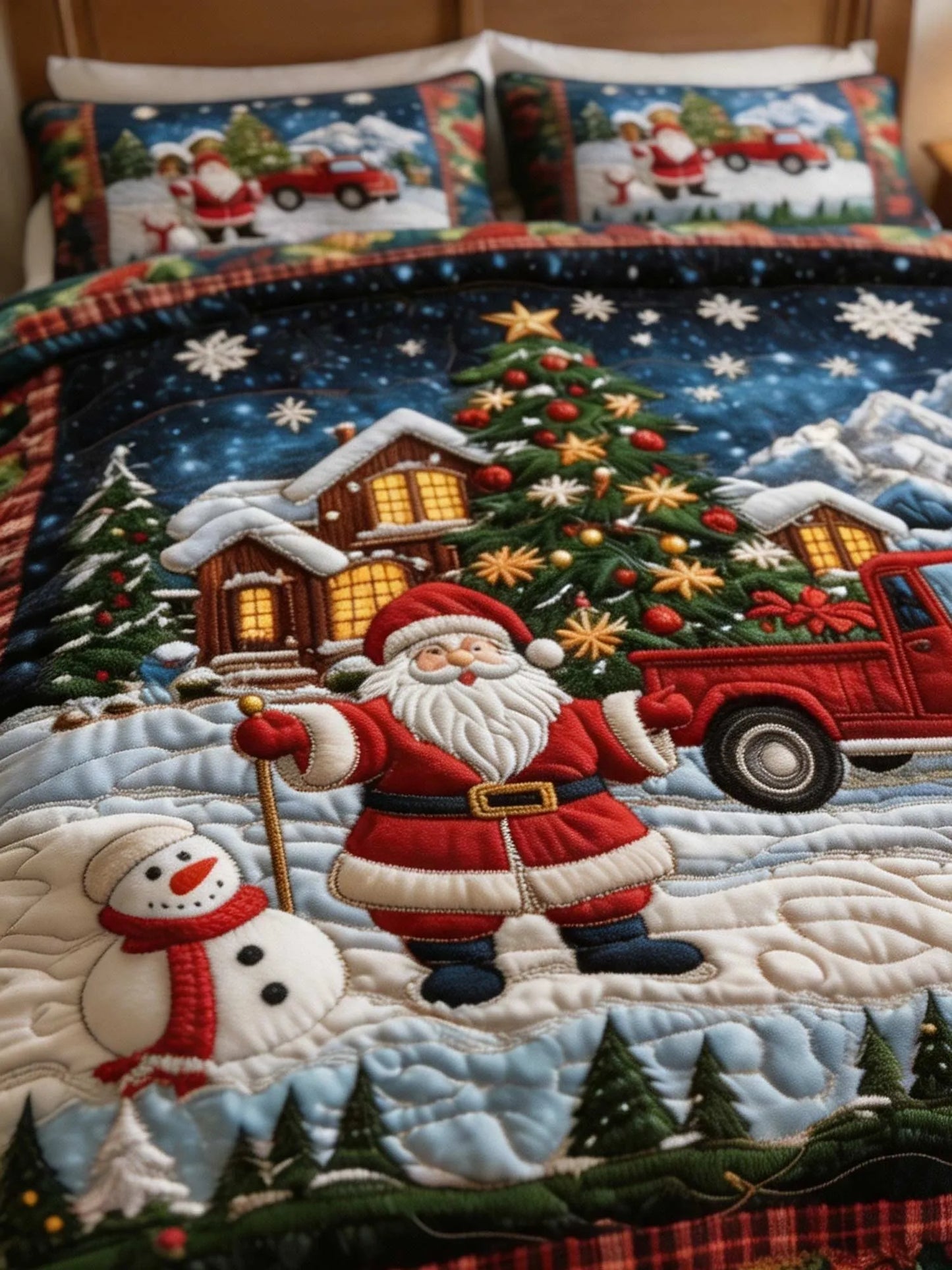 Santa Journey 3‐Piece Quilted Bedding Set