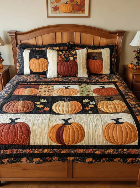 Halloween Pumpkin 3‐Piece Quilted Bedding Set