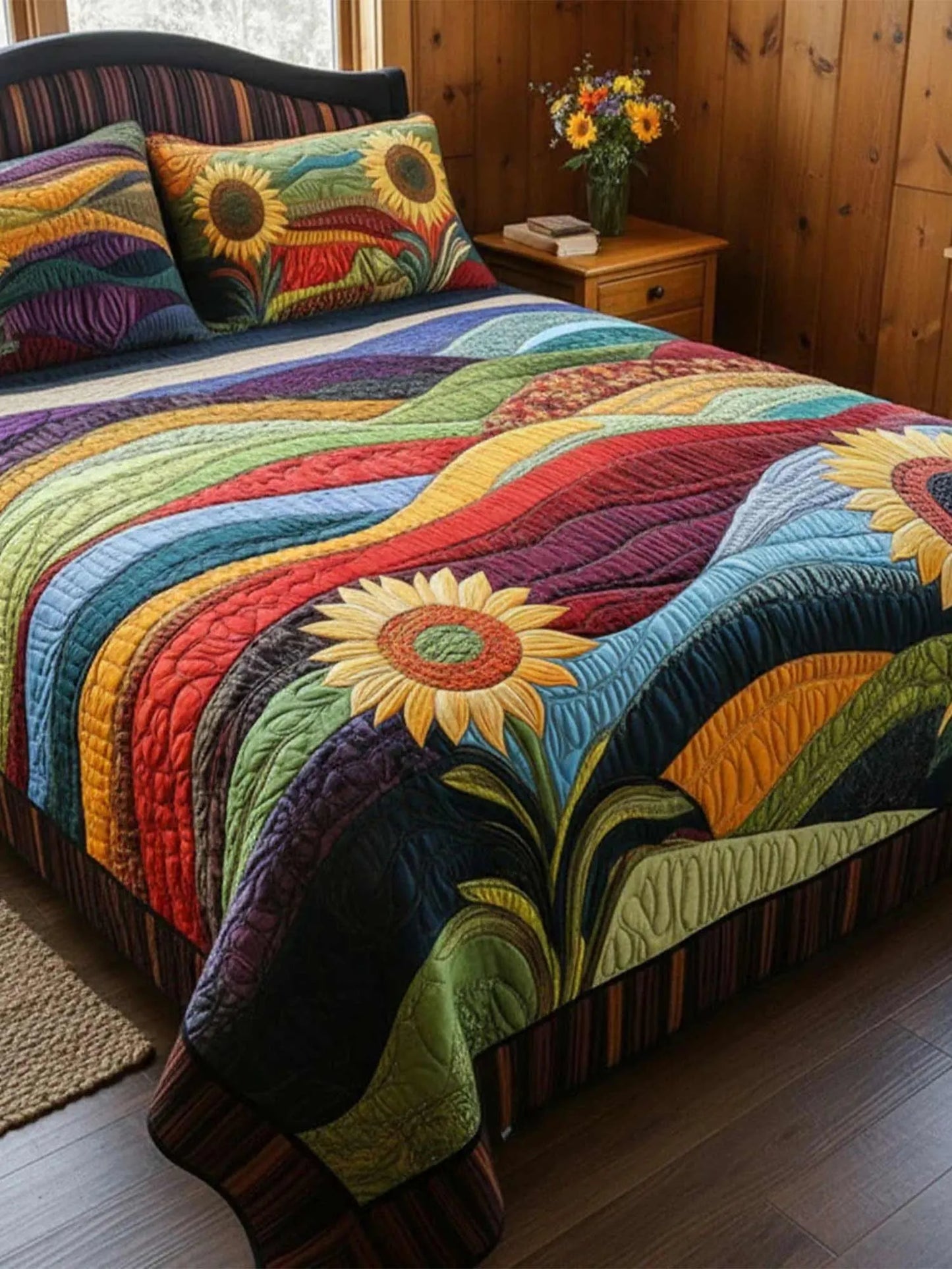 Country SunflowerDreams 3-Piece  Quilted Bedding Set