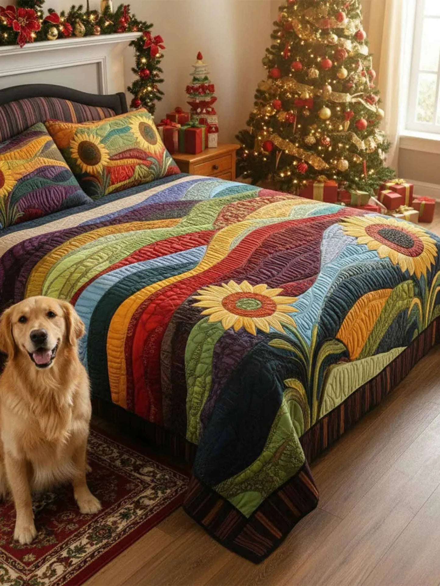 Country Sunflower Dreams 3-Piece Quilted Bedding Set3