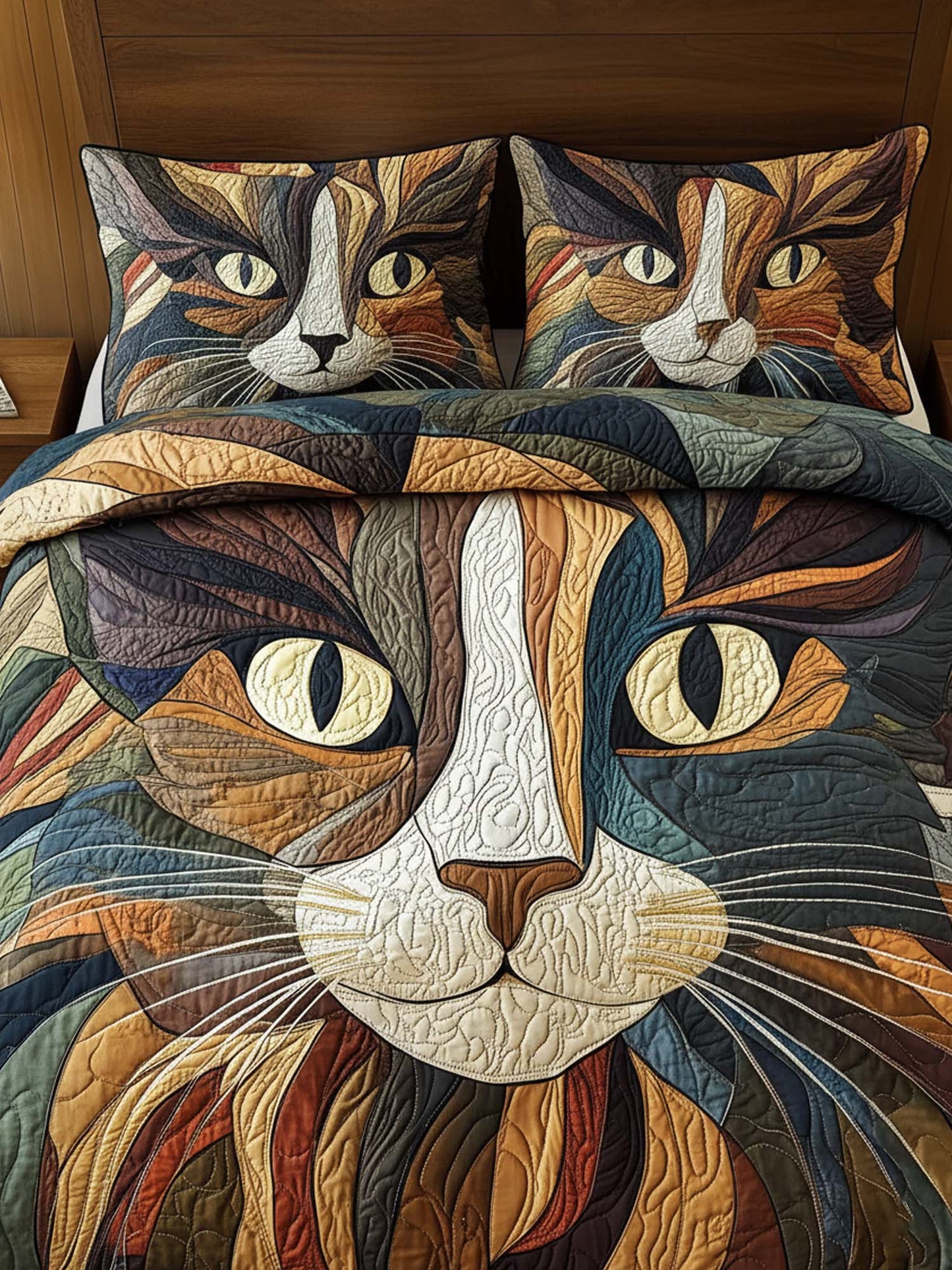 Cat 3- Piece Quilted Bedding Set