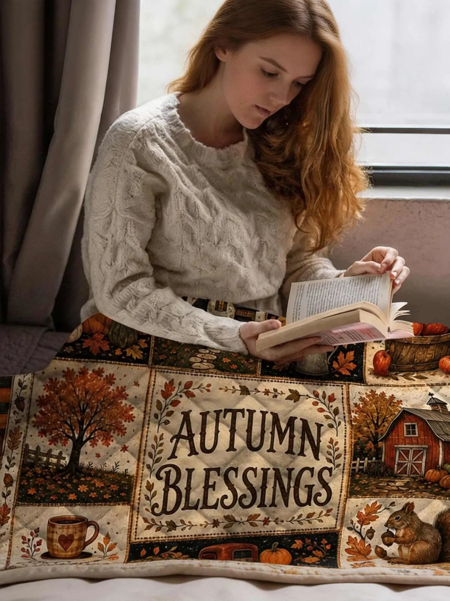 Autumn Blessings Harvest Patchwork Quilted 3‐Piece Bedding Set