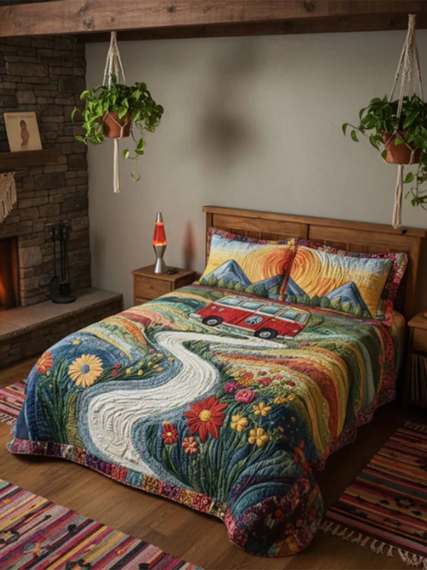 Vintage Wanderlust 3-Piece Quilted Bedding Set
