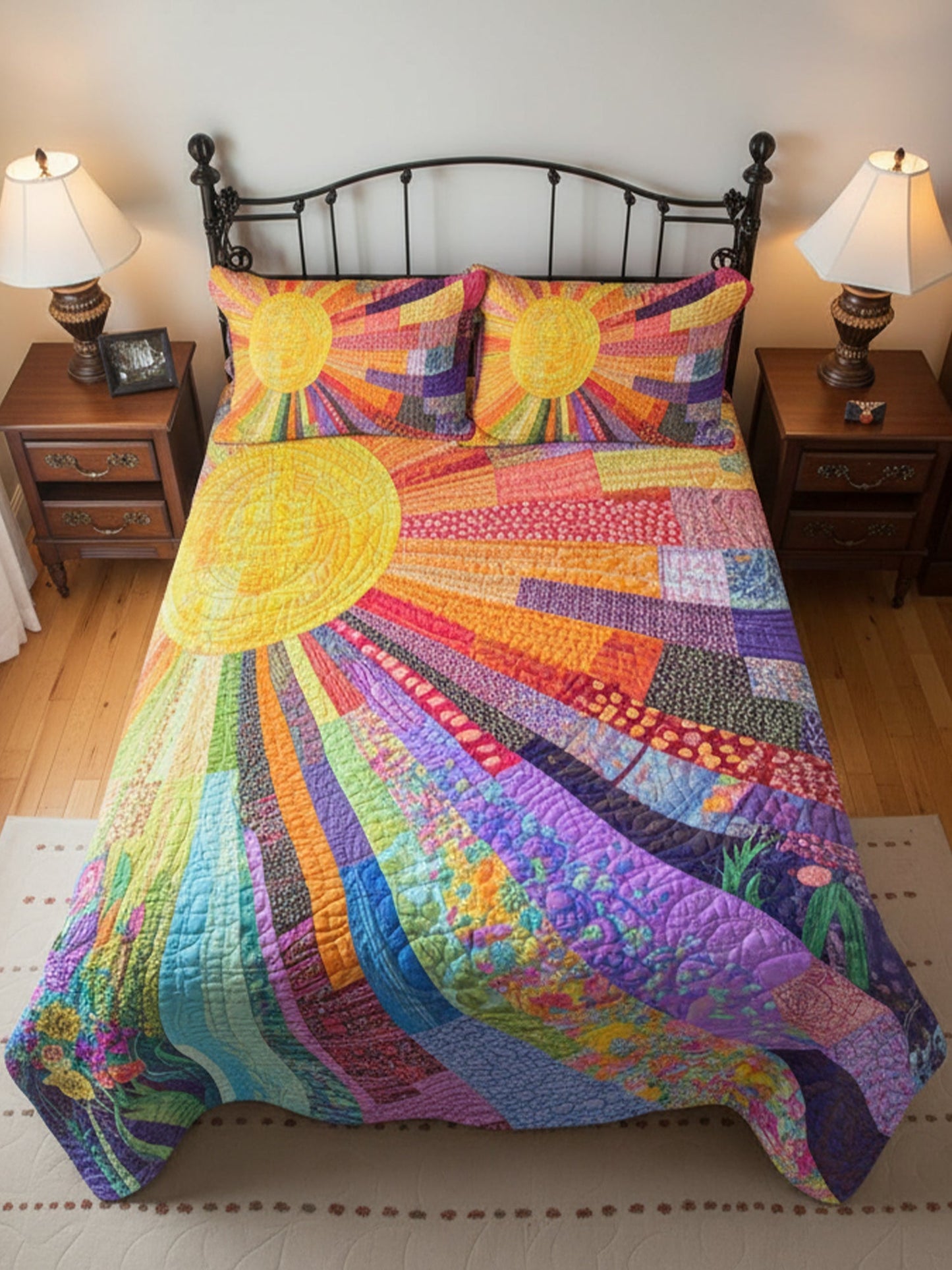 Cheerful Sunshine 3-Piece Quilted Bedding Set
