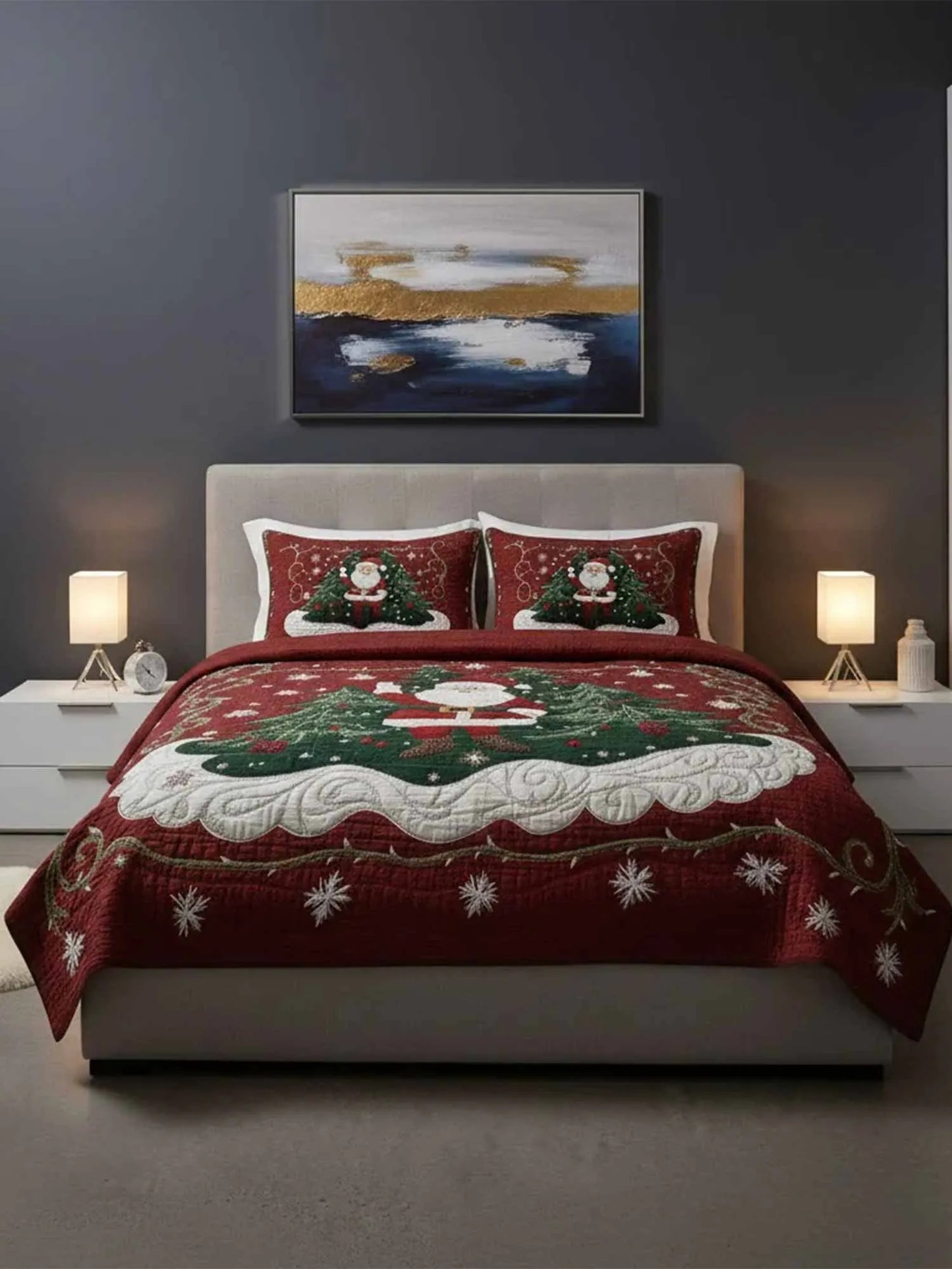 Santa Workshop 3-Piece Quilted Bedding Set