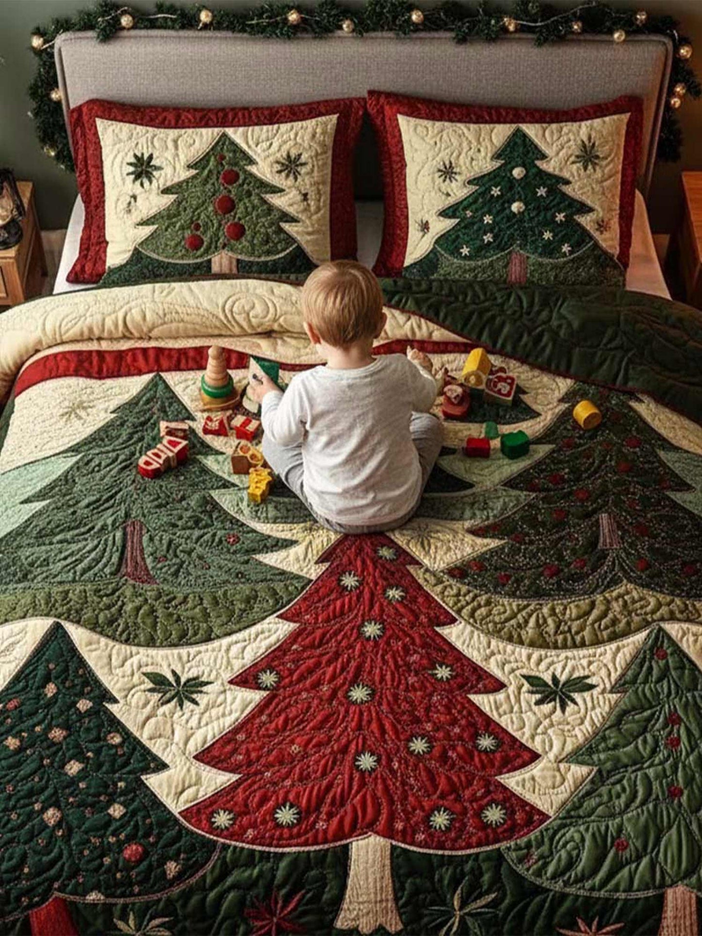 Forest Of Joy 3-Piece  Quilted Bedding Set