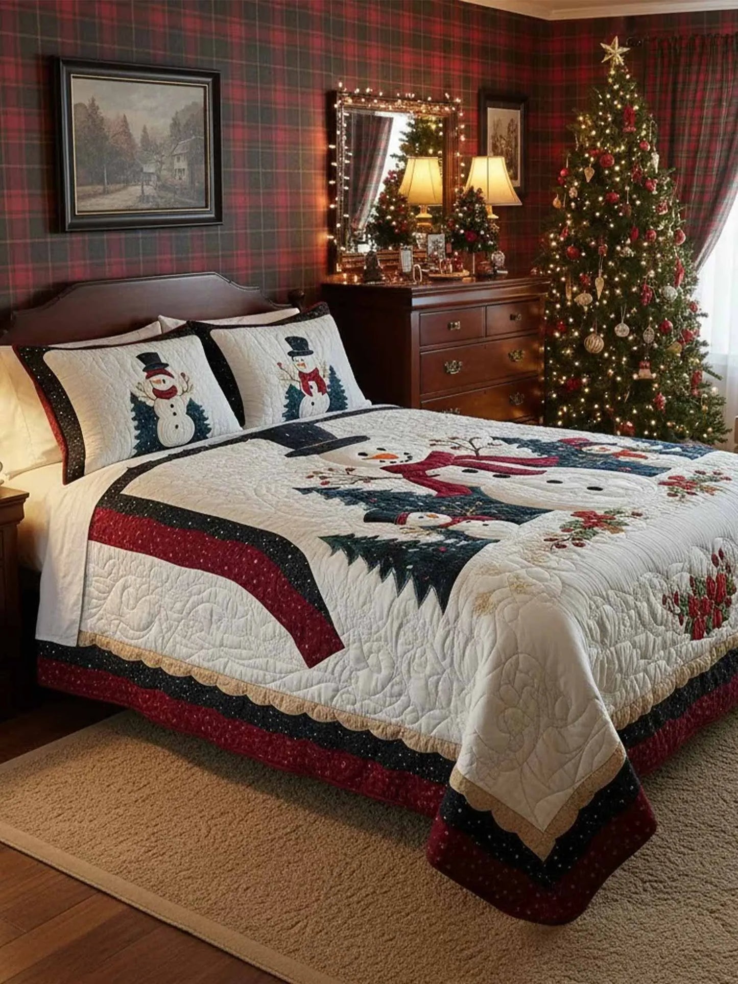 Frosty Friends 3-Piece Quilted Bedding Set