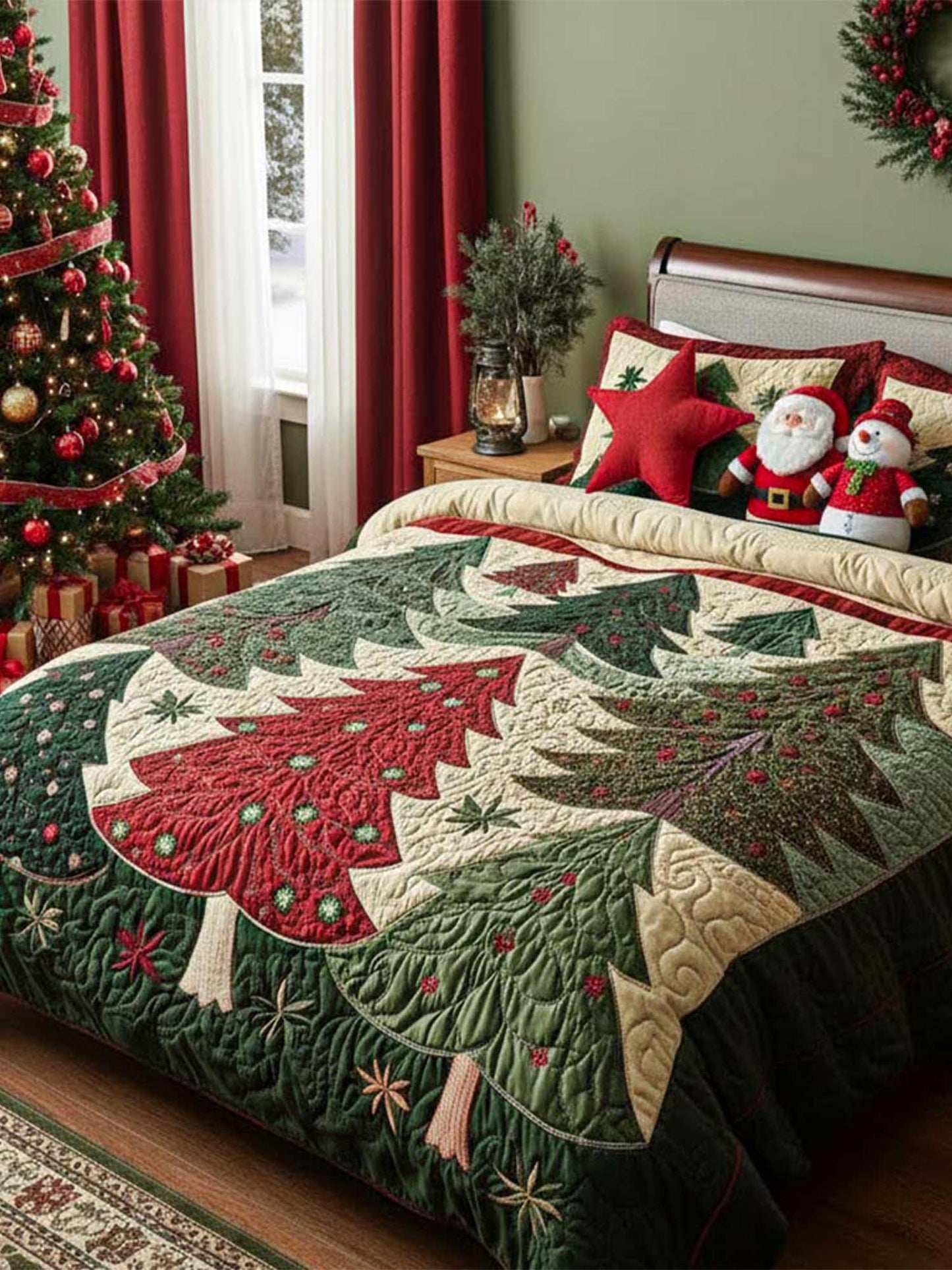 Forest Of Joy 3-Piece  Quilted Bedding Set