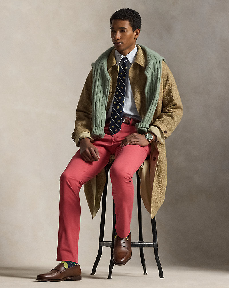 Washed Stretch Slim Fit Chino Trouser Nantucket Red