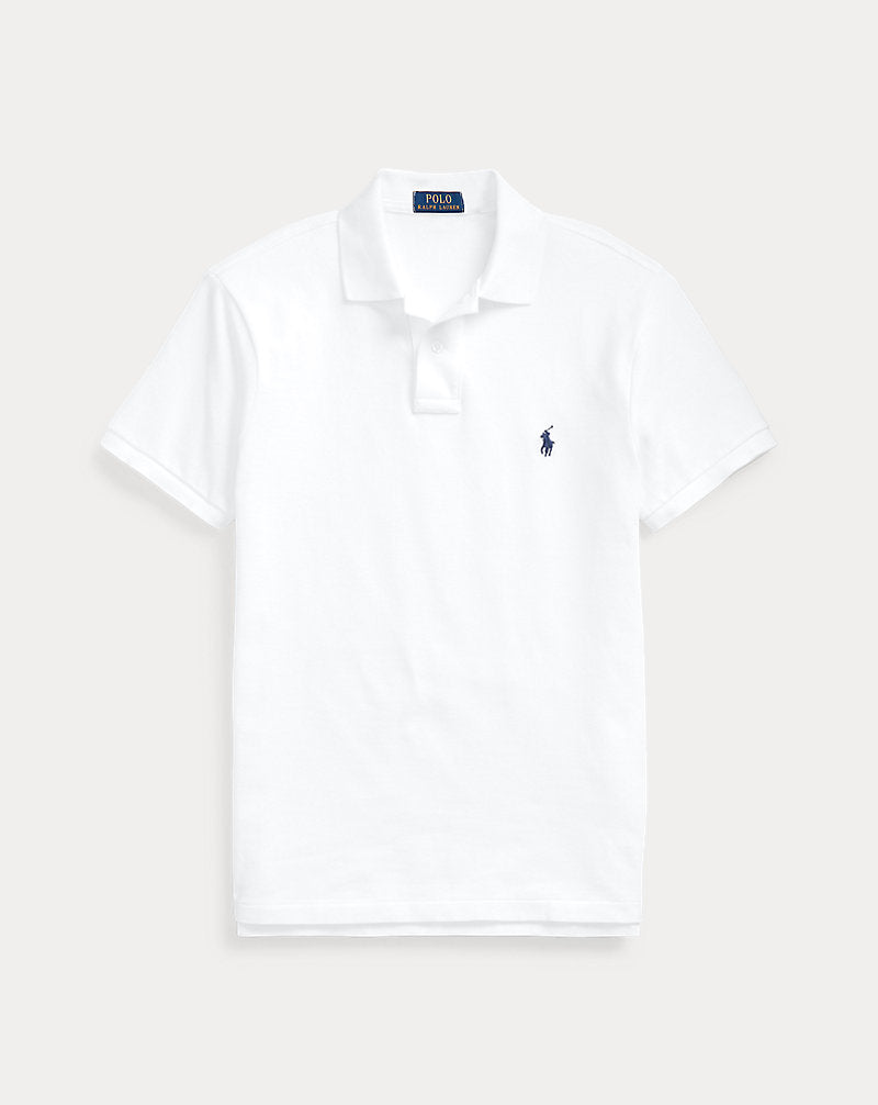 Slim Fit Mesh Polo Shirt White