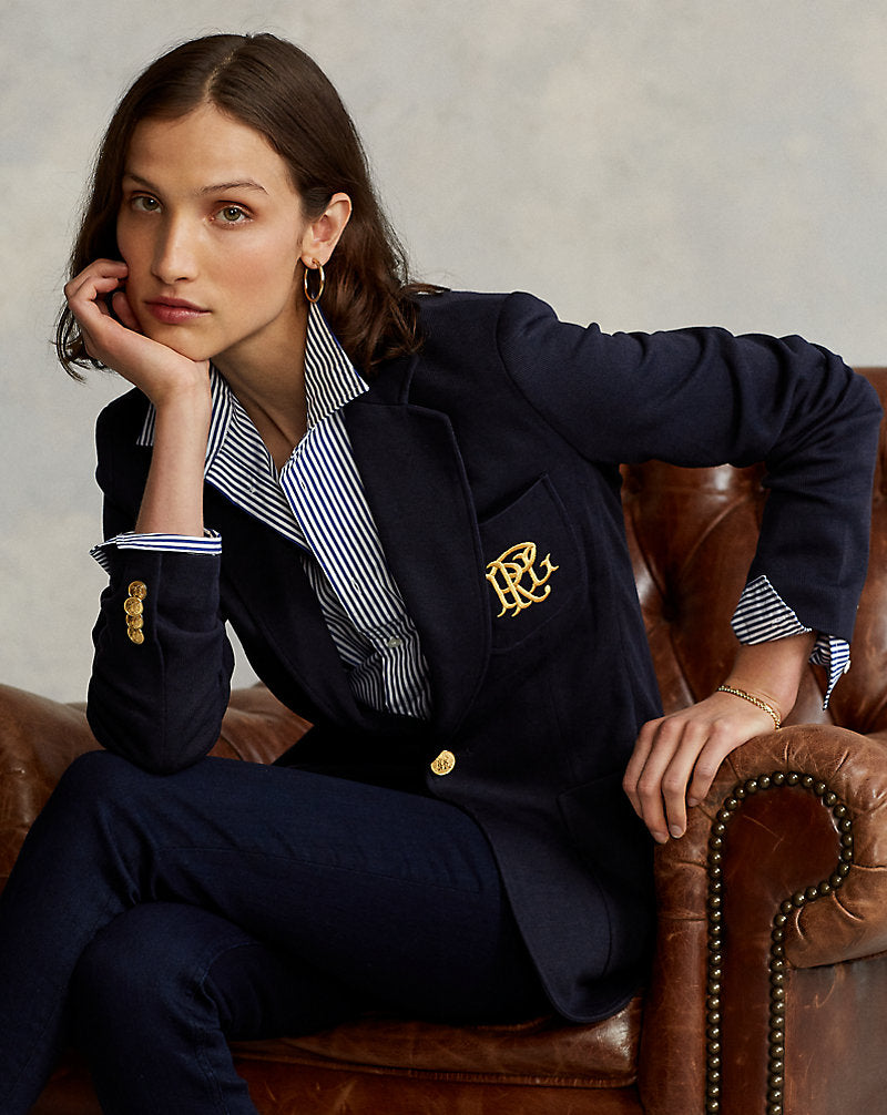 Double-Knit Jacquard Blazer Park Avenue Navy