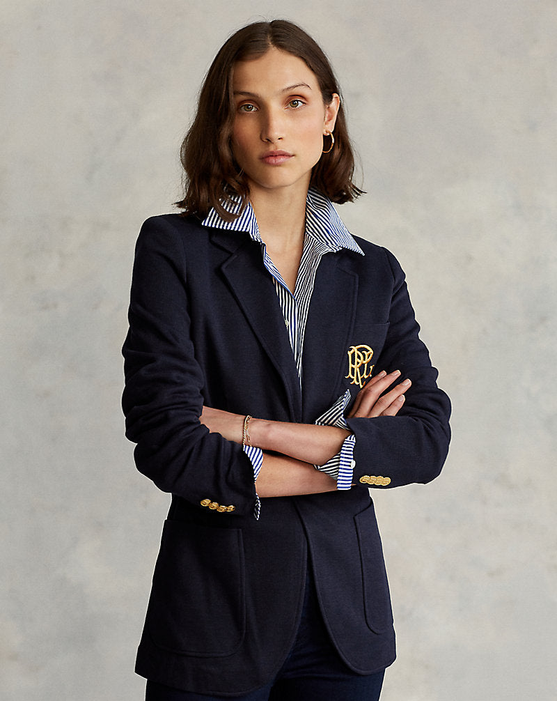 Double-Knit Jacquard Blazer Park Avenue Navy