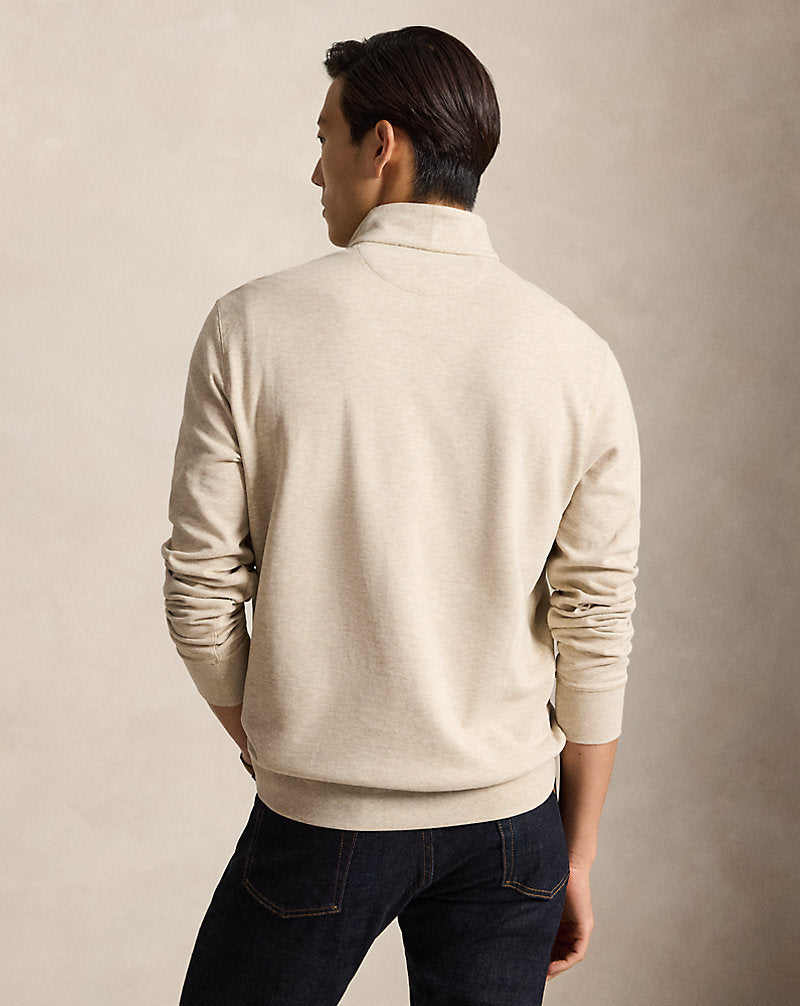 Luxury Jersey Quarter-Zip Pullover Expedition Dune Heather/c