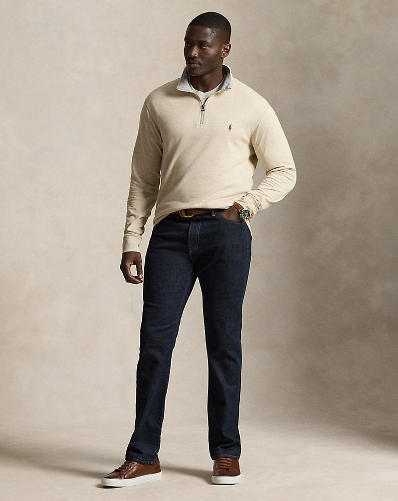 Luxury Jersey Quarter-Zip Pullover Expedition Dune Heather
