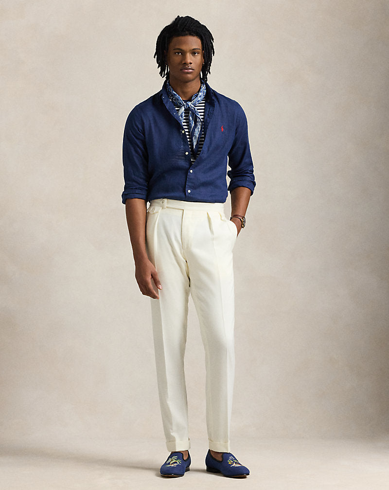 Slim Fit Linen Shirt Newport Navy