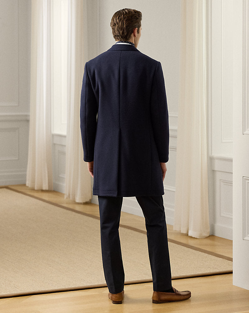 Kent Hand-Tailored Wool-Blend Topcoat Navy