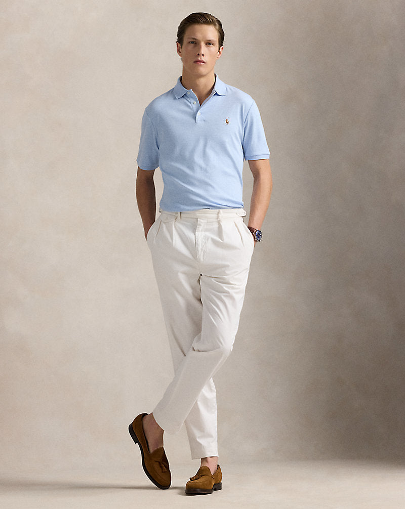 Custom Slim Fit Soft Cotton Polo Shirt Office Blue Heather