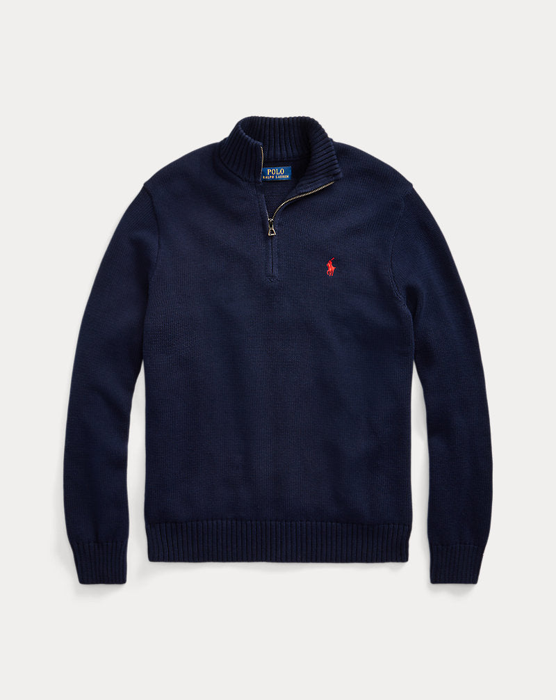 Cotton Quarter-Zip Jumper Hunter Navy