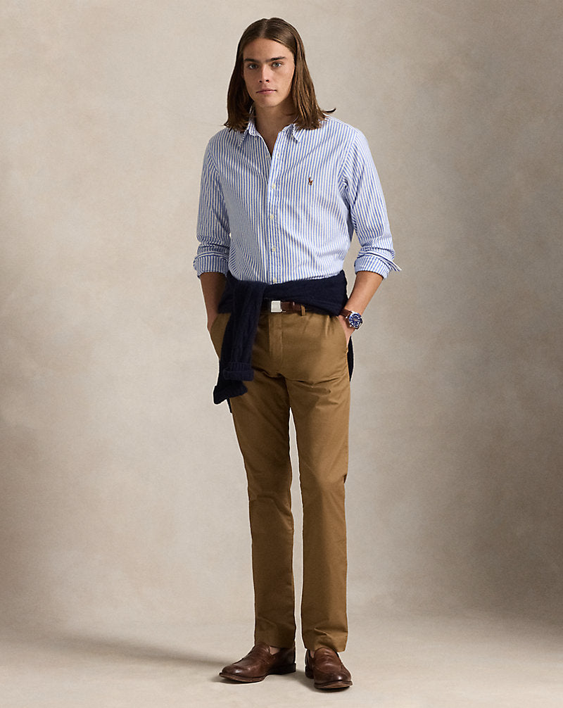Custom Fit Striped Stretch Oxford Shirt Blue/White