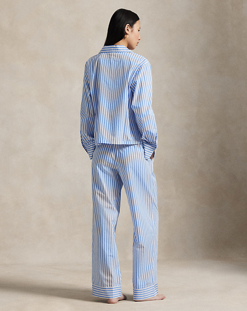 Long-Sleeve Poplin Pyjama Set Wide Stripes
