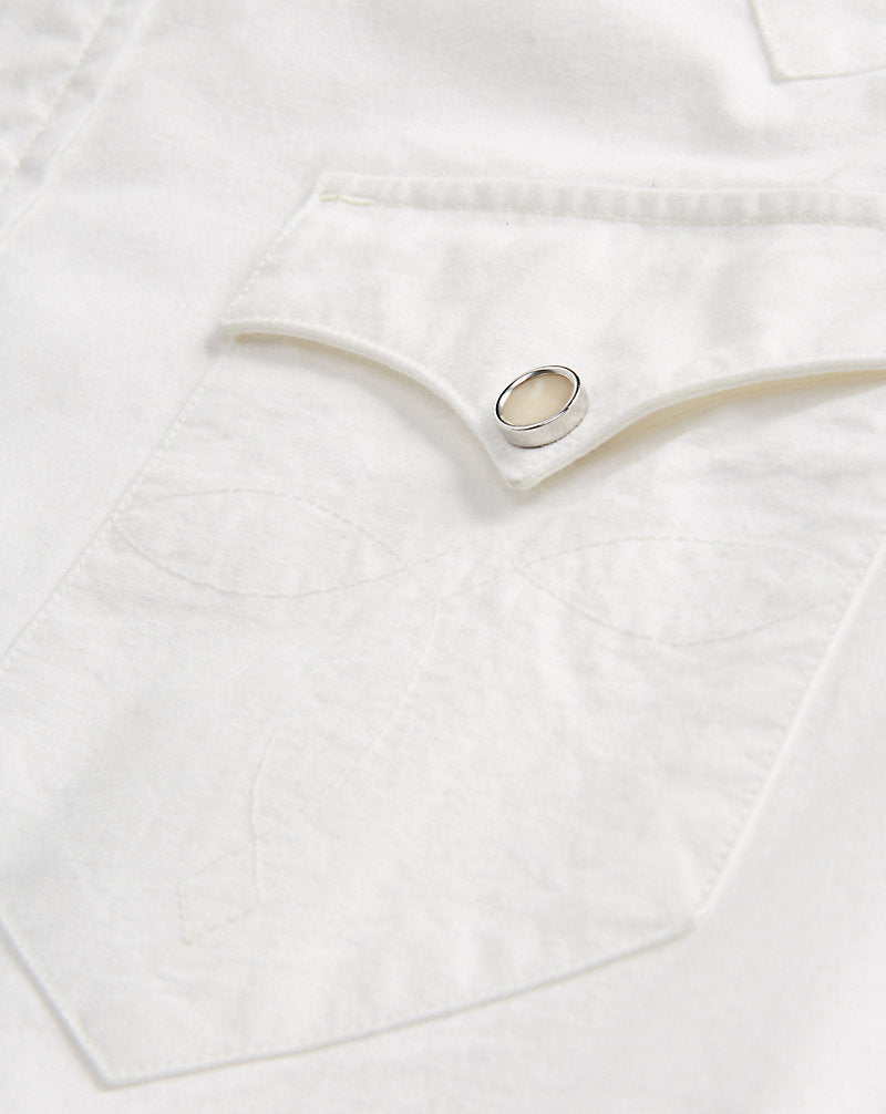 Slim Fit Poplin Western Shirt White