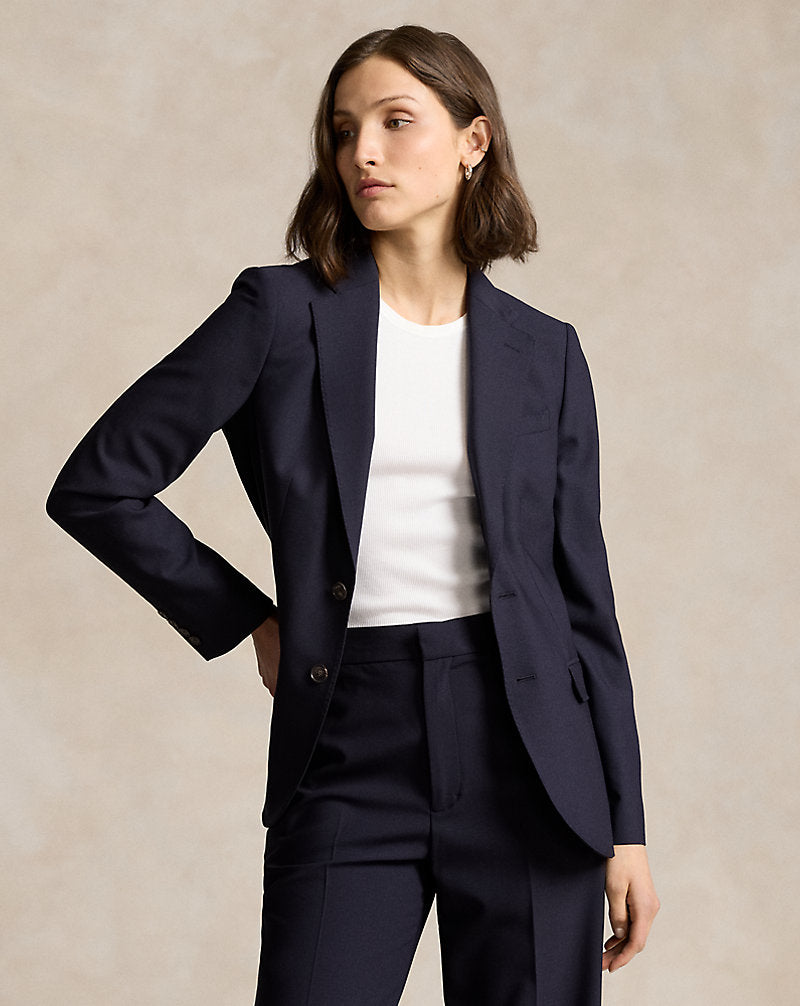 Stretch Wool Blazer Navy
