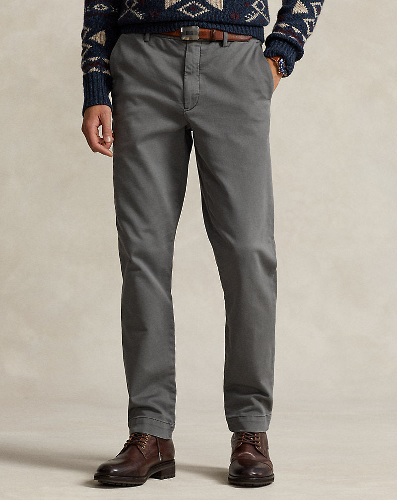 Stretch Slim Fit Knitlike Chino Trouser Dark Metal