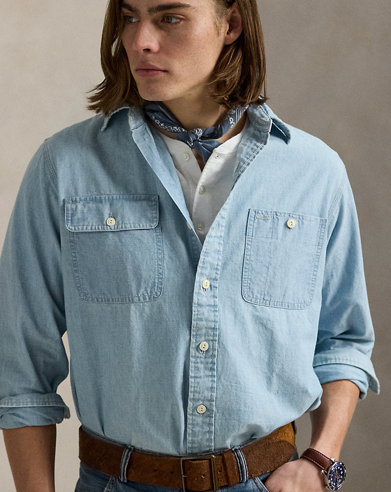 Classic Fit Chambray Workshirt Lt Indigo 1
