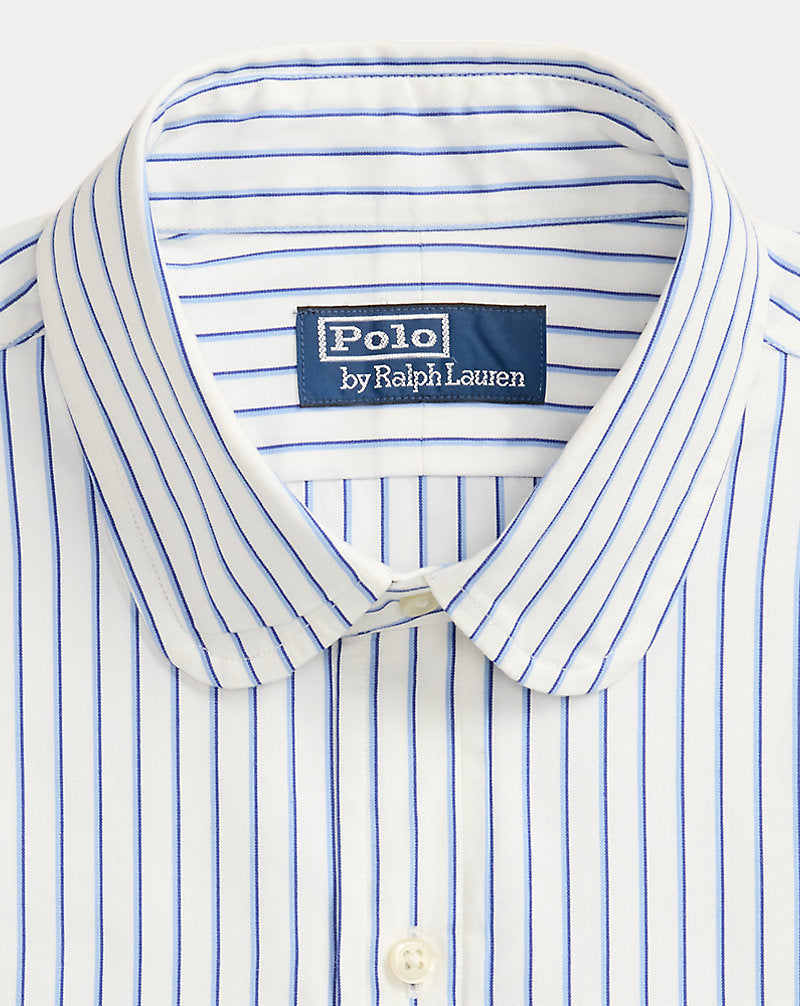 Custom Fit Striped Poplin Shirt 5069 White/Sky Blue