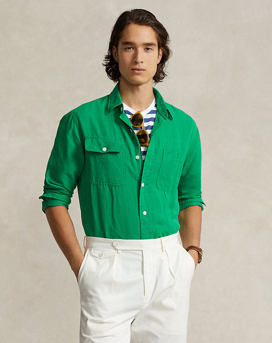 Classic Fit Linen-Silk Workshirt Stem