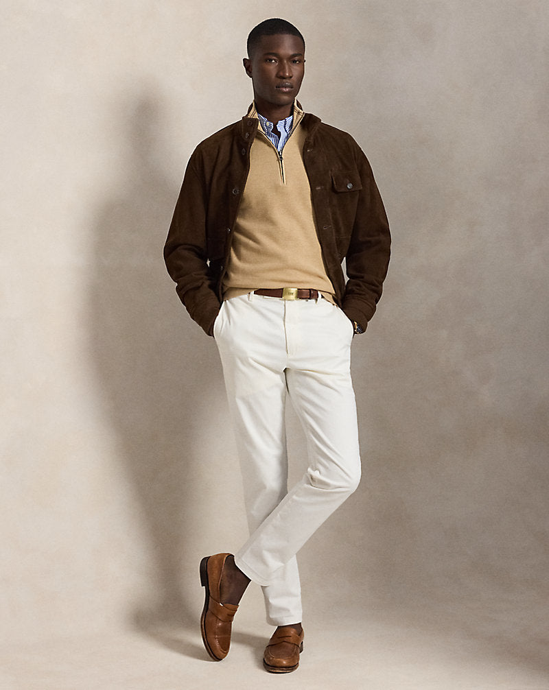 Mesh-Knit Cotton Quarter-Zip Jumper Camel Melange