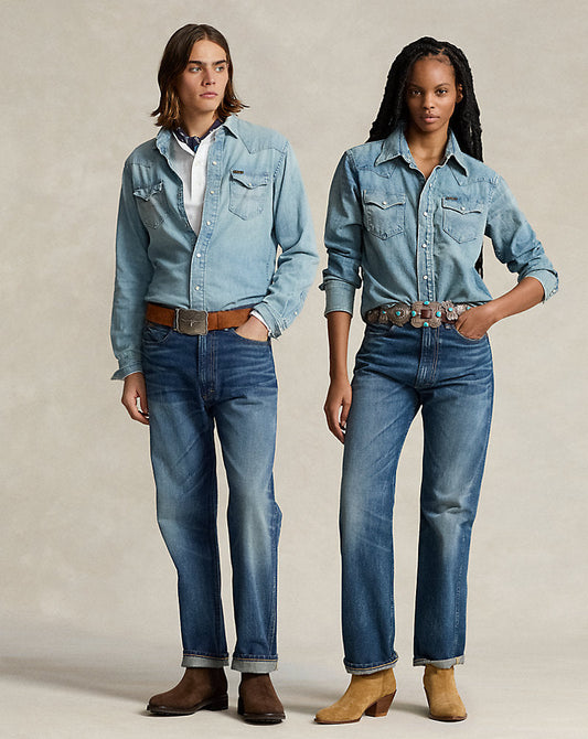 Naiomi Glasses Denim Western Shirt Hilliard Wash
