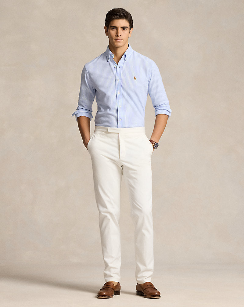 Striped Knit Oxford Shirt Dress Shirt Blue/White