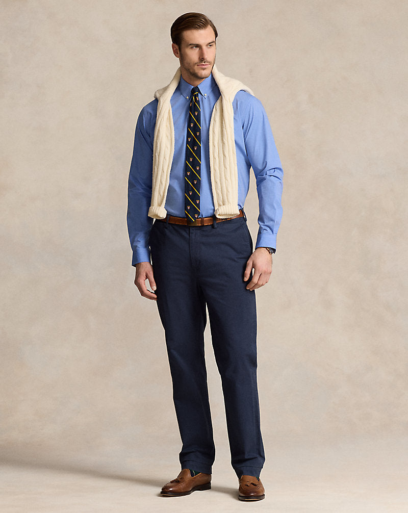 Stretch Poplin Shirt Blue End On End