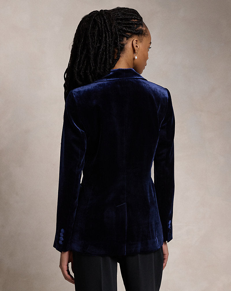 Silk-Blend Velvet Blazer Navy
