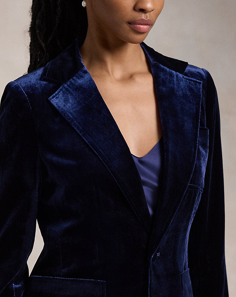 Silk-Blend Velvet Blazer Navy