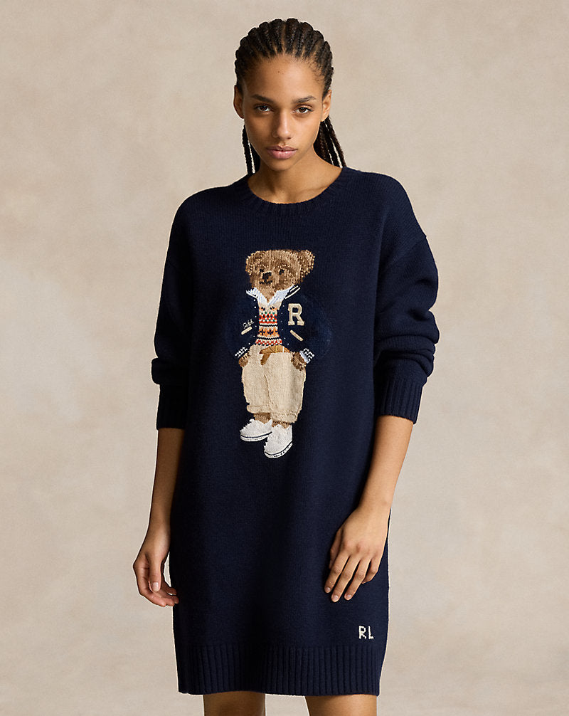 Polo Bear Crewneck Sweater Dress Hunter Navy