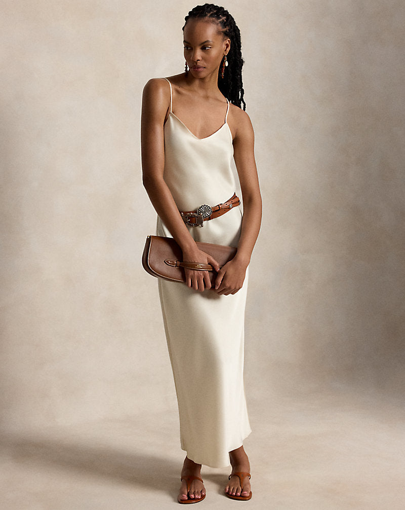Satin Midi Slip Dress Champagne