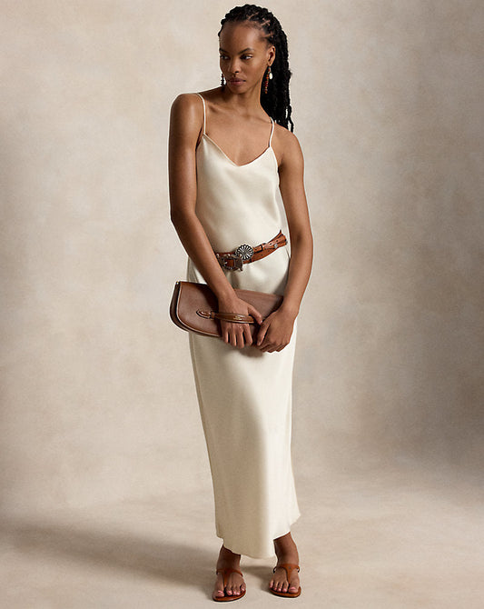 Satin Midi Slip Dress Champagne