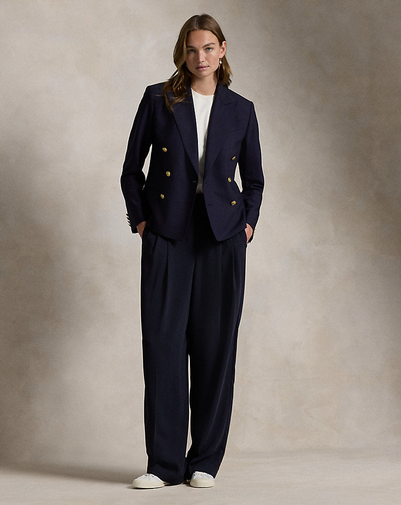 Double-Breasted Stretch-Wool Blazer Navy