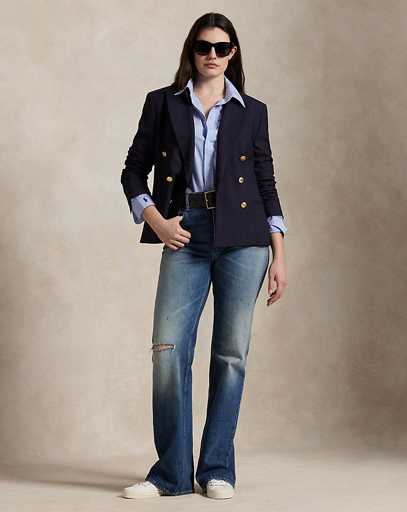 Double-Breasted Stretch-Wool Blazer Navy