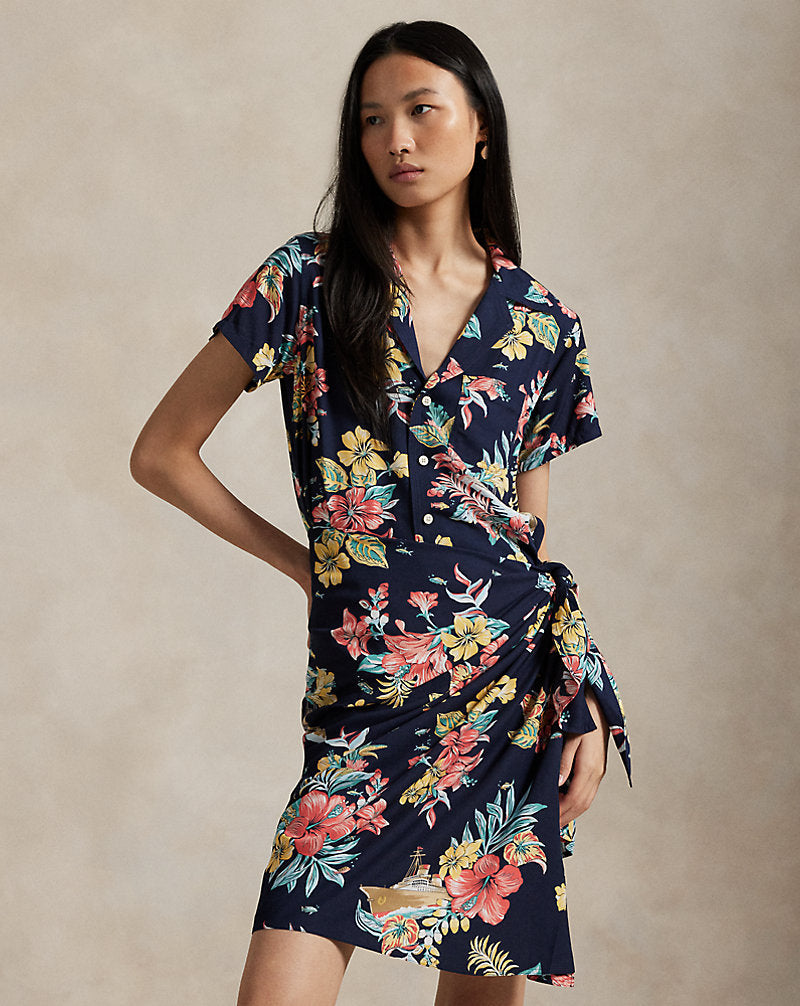 Floral Faux-Wrap Shirtdress Unchartered Floral