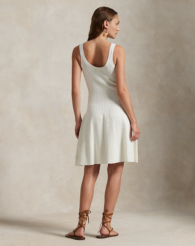 Cable-Knit Sleeveless Jumper Dress Cream