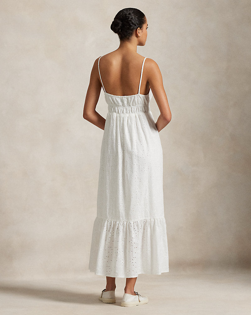 Eyelet Voile Sleeveless Dress White