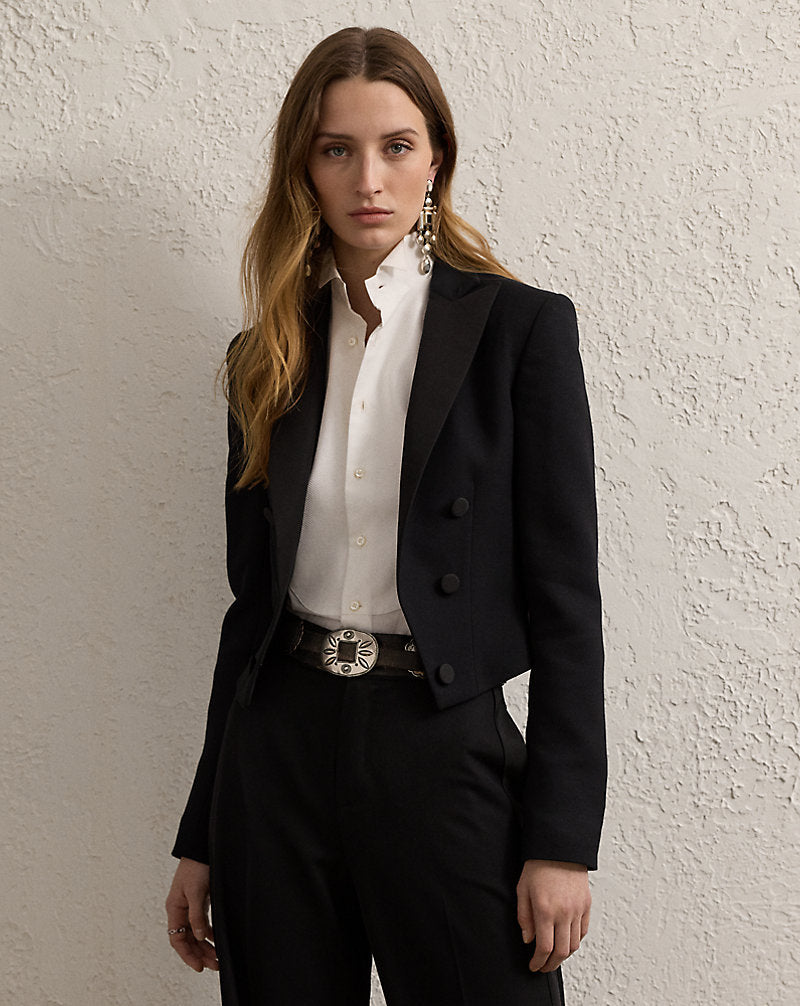 Spencer Wool Crepe Tuxedo Jacket Black