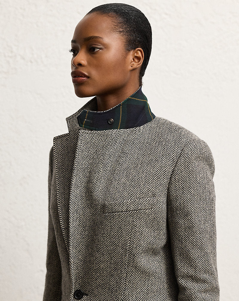 Preston Herringbone Tweed Jacket Black/Cream